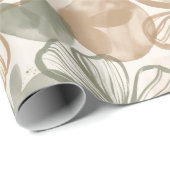 Papier Cadeau Abstract Gouache Floral Composition (Coin rond)