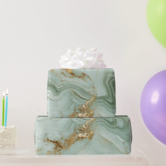 Papier Cadeau Abstract Marble Sage Green (Cadeaux de fête)