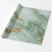 Papier Cadeau Abstract Marble Sage Green (Déroulé)