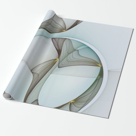 Papier Cadeau Abstract Modern Turquoise Brown Gold Elegance (Déroulé)