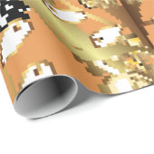 Papier Cadeau abstract pattern on orange yellow background with (Coin rond)