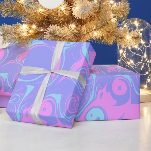 Papier Cadeau Abstract pink purple blue swirls (Vacances)