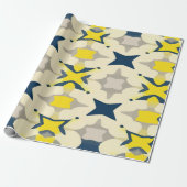 Papier Cadeau Abstract Starburst Pattern in Yellow and Blue (Déroulé)