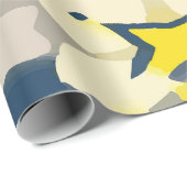 Papier Cadeau Abstract Starburst Pattern in Yellow and Blue (Coin rond)