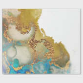 Papier Cadeau Abstract teal gold Agate Watercolor (Plat)