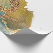 Papier Cadeau Abstract teal gold Agate Watercolor (Coin)