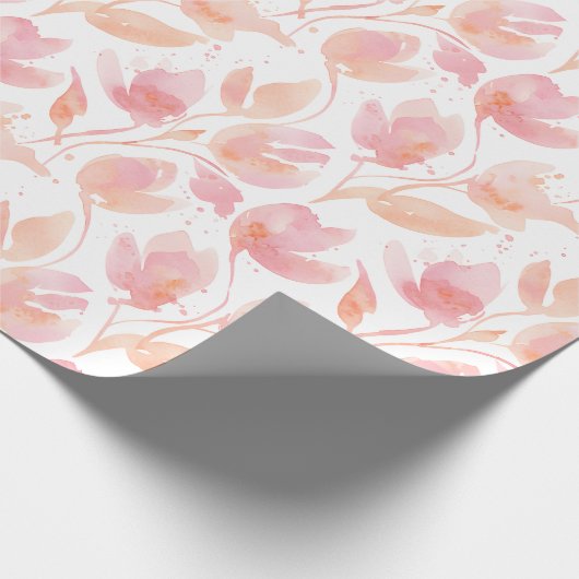 Papier Cadeau Abstract Watercolor Pattern in Peach and Pink (Coin)