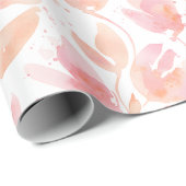 Papier Cadeau Abstract Watercolor Pattern in Peach and Pink (Coin rond)