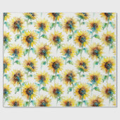 Papier Cadeau Abstract Watercolor Sunflowers Seamless Pattern (Plat)