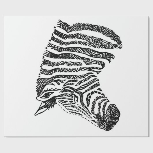 Papier Cadeau Abstract Zebra Canvas Black White (Plat)