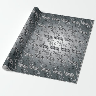 Papier Cadeau Abstrait Argent et noir Tulip Motif à la fois