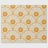 Papier Cadeau Abstrait Art Déco Sun Motif Orange (Plat)