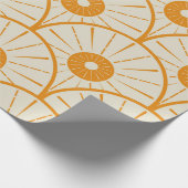 Papier Cadeau Abstrait Art Déco Sun Motif Orange (Coin)
