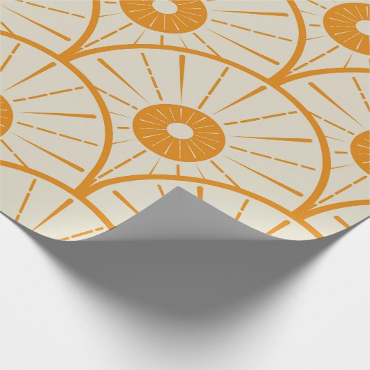 Papier Cadeau Abstrait Art Déco Sun Motif Orange (Coin)