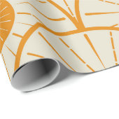 Papier Cadeau Abstrait Art Déco Sun Motif Orange (Coin rond)