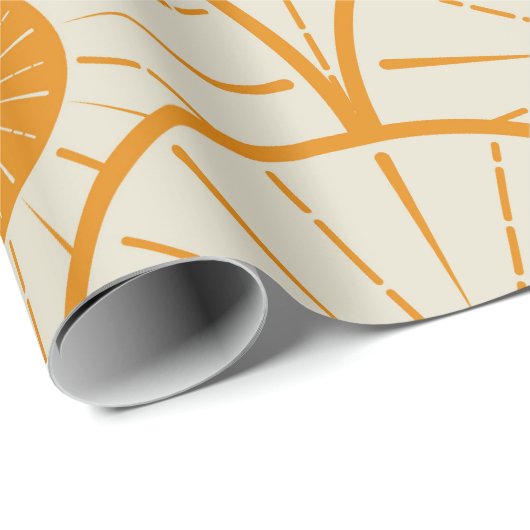 Papier Cadeau Abstrait Art Déco Sun Motif Orange (Coin rond)