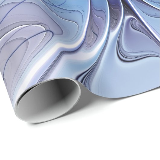 Papier Cadeau Abstrait Art Fractal Lavande Bleu (Coin rond)