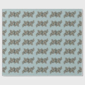 Papier Cadeau Abstrait Beige clair Bleu Fractal Art Spirales (Plat)