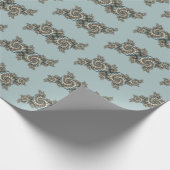 Papier Cadeau Abstrait Beige clair Bleu Fractal Art Spirales (Coin)