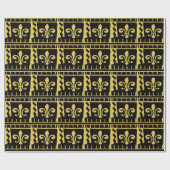 Papier Cadeau Abstrait Black Gold Fleur De LisWrap (Plat)