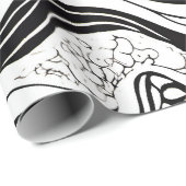 Papier Cadeau Abstrait blanc et noir (Coin rond)