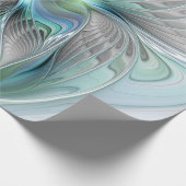 Papier Cadeau Abstrait Bleu Vert Papillon Imaginaire Fractal Art (Coin)