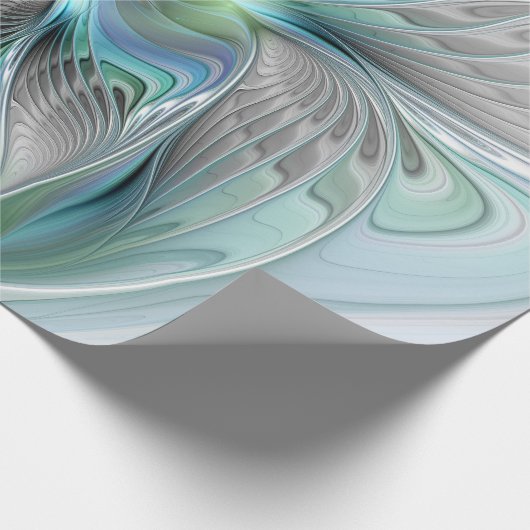 Papier Cadeau Abstrait Bleu Vert Papillon Imaginaire Fractal Art (Coin)