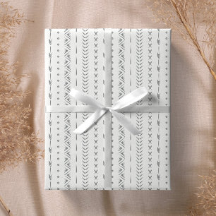 Papier Cadeau Abstrait Bohème Flèche Rayure Géométrique Blanc Gr