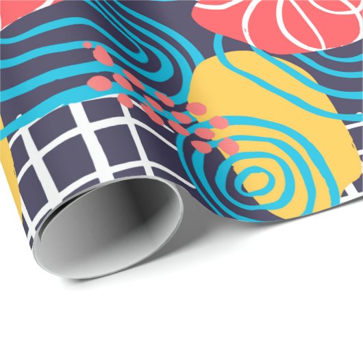 Papier Cadeau Abstrait coloré funky (Coin rond)