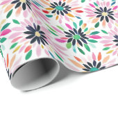 Papier Cadeau Abstrait coloré moderne Flower Motif (Coin rond)