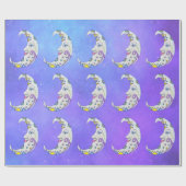 Papier Cadeau Abstrait Crescent Moons coloré Visages Etoiles Cie (Plat)