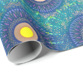 Papier Cadeau Abstrait de style Mandala bleu (Coin rond)