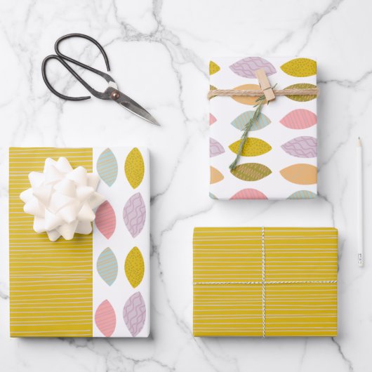 Papier Cadeau Abstrait Feuille Moderne Et Motif De Coordination (Recto)