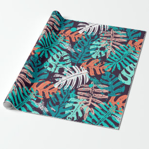 Papier Cadeau Abstrait feuille tropical motif. Créatif