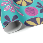 Papier Cadeau Abstrait floral brillant coloré (Coin rond)