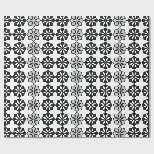 Papier Cadeau Abstrait Floral noir et blanc Motif (Plat)