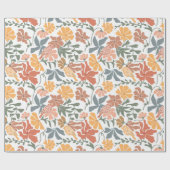 Papier Cadeau Abstrait Floral & Oiseaux Mi-siècle Motif moderne (Plat)