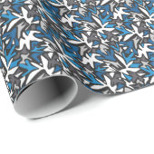 Papier Cadeau abstrait, géométrique, motif, noir et bleu (Coin rond)