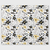 Papier Cadeau Abstrait Gris jaune noir gris sans joint motif flo (Plat)