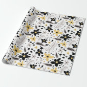 Papier Cadeau Abstrait Gris jaune noir gris sans joint motif flo (Déroulé)