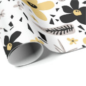 Papier Cadeau Abstrait Gris jaune noir gris sans joint motif flo (Coin rond)