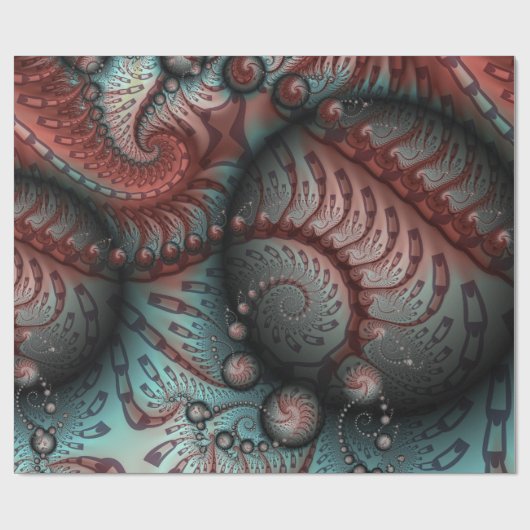 Papier Cadeau Abstrait Imaginaire dynamique Fractal Art Brown Bl (Plat)