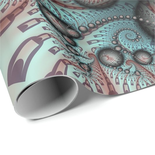 Papier Cadeau Abstrait Imaginaire dynamique Fractal Art Brown Bl (Coin rond)