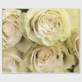 Papier Cadeau Abstrait Jardin de Roses Blanches Élégant Wrappin  (Plat)