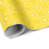 Papier Cadeau Abstrait jaune clair rétro citron motif (Coin rond)