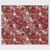 Papier Cadeau Abstrait joli joli fleurs rouges design floral (Plat)