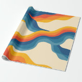 Papier Cadeau Abstrait les années 70 rétro Bleu Bleu Bleu Verre (Déroulé)