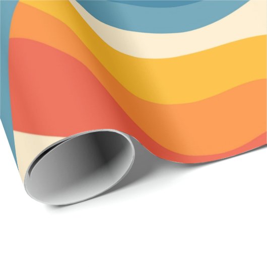 Papier Cadeau Abstrait les années 70 rétro Bleu Bleu Bleu Verre (Coin rond)