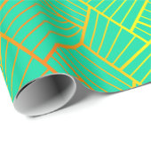Papier Cadeau Abstrait Line Motif Jaune & Orange (Coin rond)
