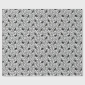 Papier Cadeau Abstrait Moderne Cute Black Birds et Feuille (Plat)